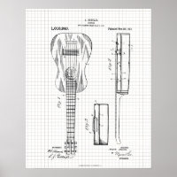 Illustration vintage de brevet de guitare de 1911
