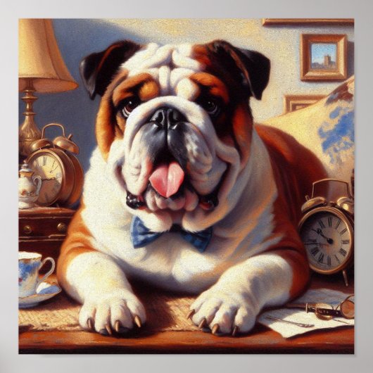 Poster Illustration vintage de Bulldog (Devant)
