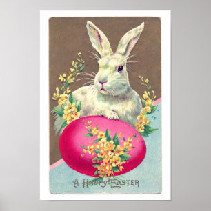 Poster Illustration Vintage de Bunny de Pâques