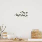 Poster Illustration vintage de chat (Cuisine)