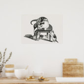 Poster Illustration vintage de chat (Cuisine)