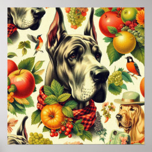 Poster Illustration vintage de chien gibier