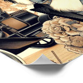 Poster Illustration vintage de chien Papillon (Coin)