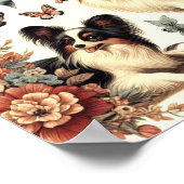 Poster Illustration Vintage de chien Papillon (Coin)