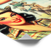 Poster Illustration vintage de Cowgirl sans joint (Coin)