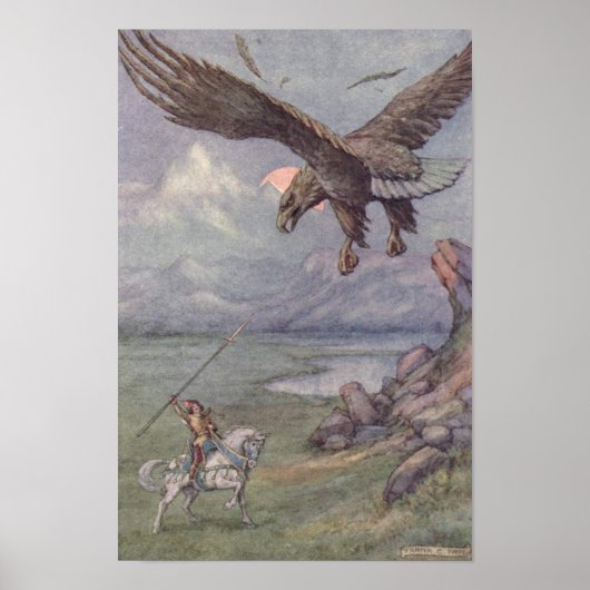 Poster Illustration vintage de Frank C. Pape "L'aigle" (Devant)