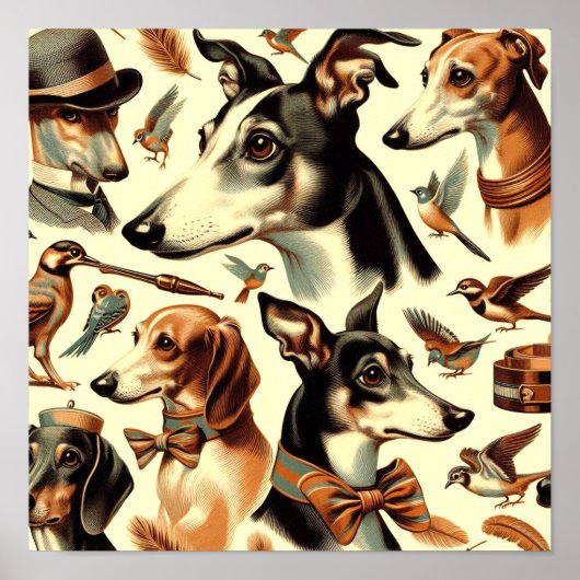 Poster Illustration vintage de Greyhound (Devant)