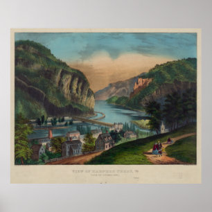Poster Illustration vintage de Harpers Ferry WV