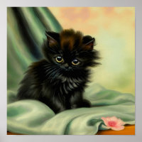 Illustration vintage de Kitten noir