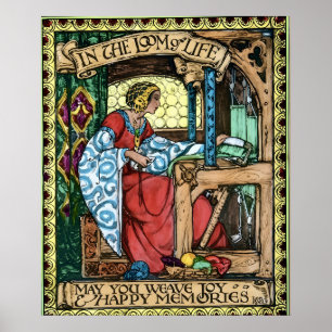 Poster Illustration vintage de la chaîne de la vie Arts