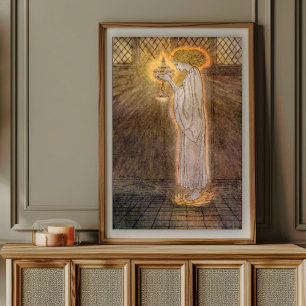 Poster Illustration vintage de la romance du roi Arthur