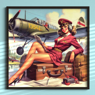 Poster Illustration vintage de l'inclinaison de l'avion