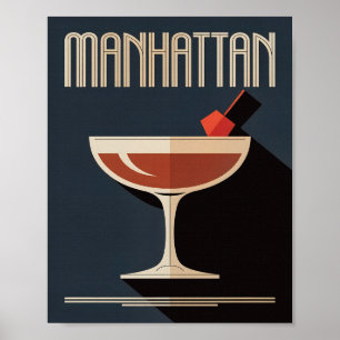 Poster Illustration vintage de Manhattan Dark Navy