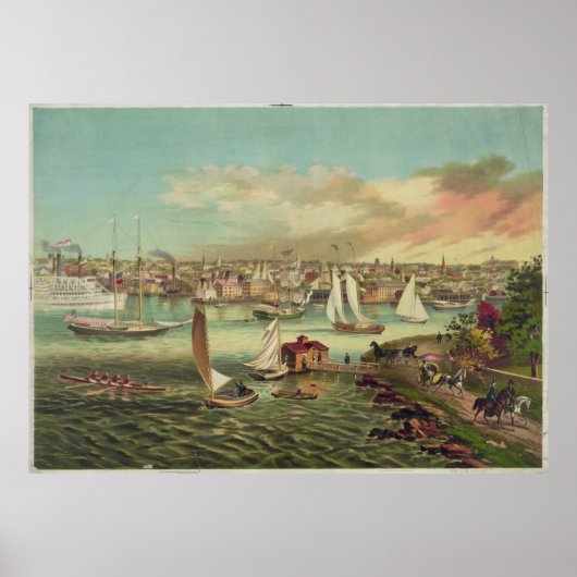 Poster Illustration vintage de Newport RI (1876) (Devant)
