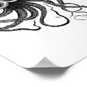 Poster Illustration vintage de pieuvre (Coin)