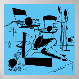 Poster Illustration Vintage de session de jam