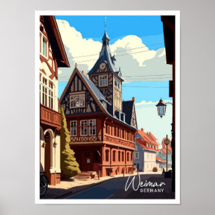 Poster Illustration Vintage de voyage de Weimar Allemagne