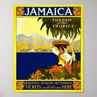 Poster Illustration vintage de voyage en Jamaïque