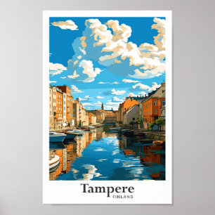 Poster Illustration Vintage de voyage Tampere Finlande