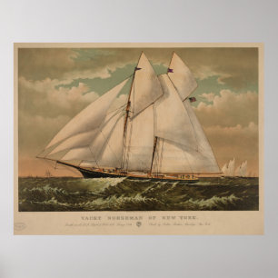 Poster Illustration vintage de yacht de schooner (1882)