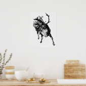Poster Illustration vintage Deer (Cuisine)