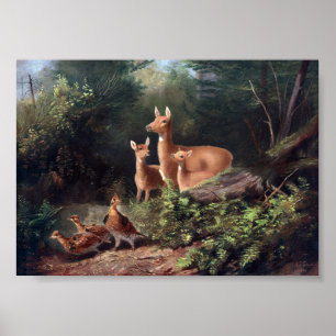 Poster Illustration vintage Deer