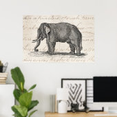 Poster Illustration vintage des années 1800 - Eléphants (Bureau à domicile)