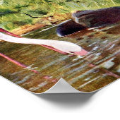 Poster Illustration Vintage des Flamants roses roses (Coin)