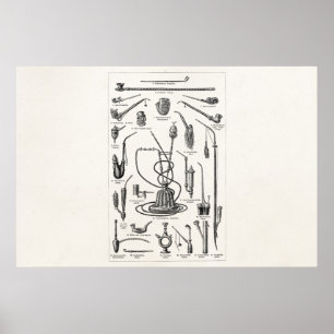 Poster Illustration vintage des tuyaux de tabac et du vie