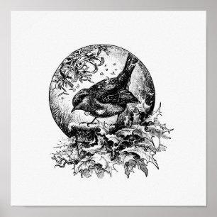 Poster Illustration vintage d'oiseaux