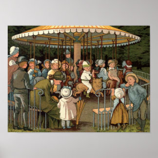 Poster Illustration Vintage du carrousel
