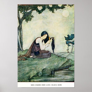 Poster Illustration vintage du conte de Grimm par Rie Cra