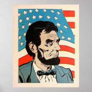 Poster Illustration vintage du drapeau américain avec Abr