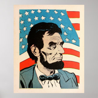 Poster Illustration vintage du drapeau américain avec Abr