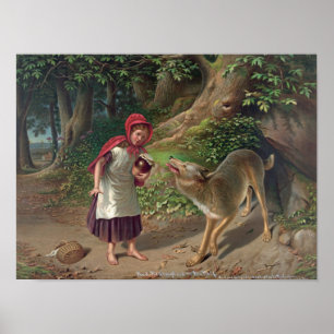 Poster Illustration vintage du petit chaperon rouge