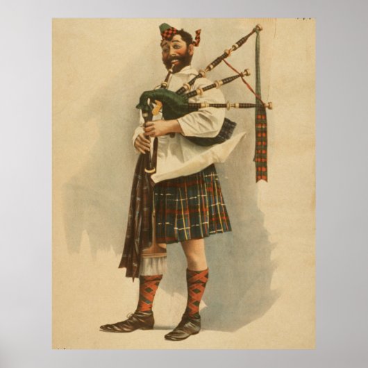 Poster Illustration vintage d'un Bagpiper écossais (1898) (Devant)