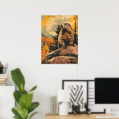 Poster Illustration vintage d'une marmotte (Bureau à domicile)