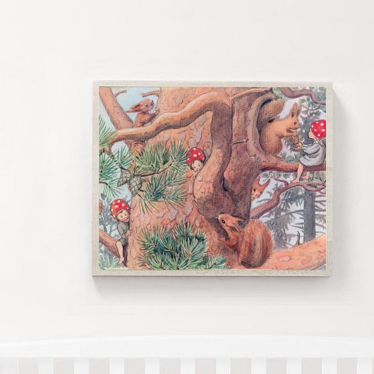 Poster Illustration vintage Forêt Enfants Elsa Beskow