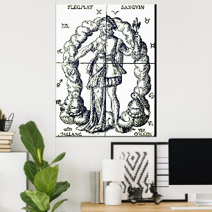 Poster Illustration vintage humoristique des signes du zo