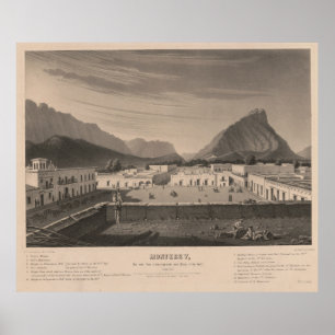 Poster Illustration vintage Monterrey Mexique