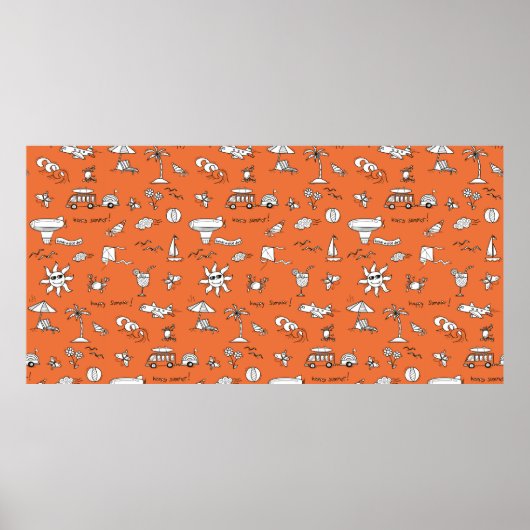 Poster Illustration vintage motif d'été (Devant)