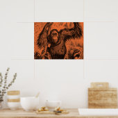 Poster Illustration vintage Orange Orangutan - Singe (Cuisine)