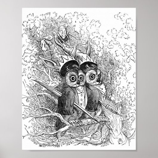 Poster Illustration vintage Owl (Devant)