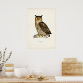 Poster Illustration vintage Owl (Cuisine)