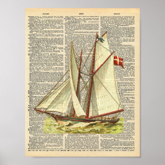 Poster Illustration vintage Page de dictionnaire de navir (Devant)