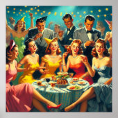 Poster Illustration vintage Party (Devant)
