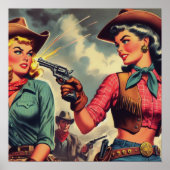 Poster Illustration vintage Pulp Cowgirls (Devant)