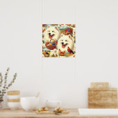 Poster Illustration vintage Samoyed Dog (Cuisine)