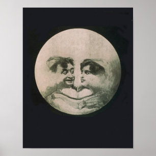 Poster Illustration vintage surréaliste de la lune