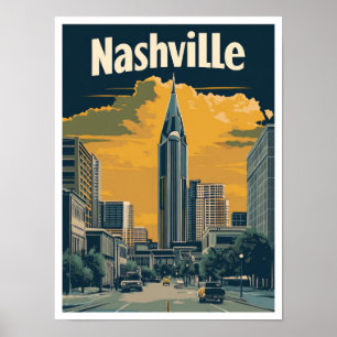 Poster Illustration Vintage voyage américaine de Nashvill